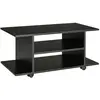 HOMCOM Meuble tv bas table basse a roulettes en panneaux de particules noir