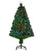 HOMCOM Sapin de Noël artificiel fibre optique LED multicolore étoile H1,20 m