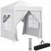 Outsunny Tonnelle de jardin tente pliante barnum pop-up 2 x 2 m 4 parois latérales amovibles 2 fenêtres sac de transport pour camping, festiv