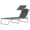 Outsunny - chaise longue - Métal - 187x58x36cm - Gris