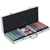 Malette de Poker HOMCOM avec 500 jetons, 2 jeux de cartes, 5 dés, bout...