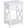 HOMCOM Table de chevet style cosy croix latérales tiroir étagère bois