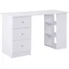 HOMCOM Bureau informatique multimédia multi-rangements 3 tiroirs 2 étagères 120l x 49l x 72h cm blanc
