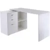 HOMCOM Bureau d'angle bureau droit modulable 2 en 1 blanc