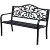 Outsunny - banc 3 places - Métal - 127x60x89cm - Noir