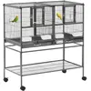 PawHut Cage à oiseaux avec séparation mangeoire et perchoir 95L x 45l ...