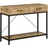 HOMCOM Console style industriel 2 tiroirs étagère métal noir aspect bois