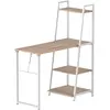 HOMCOM Bureau pliable rabattable bibliothèque aspect chêne clair métal blanc