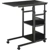 HOMCOM Table de lit roulante hauteur réglable 2 étagères intégrées