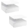 HOMCOM Lot de 2 tables de chevet murales - lot de 2 tables de nuit - tiroir coulissant, niche, plateau - panneaux particules blanc