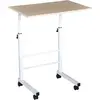 HOMCOM Table pour ordinateur table informatique dim. 60L x 40l x 68-78H cm hauteur réglable 4 roulettes blanc érable 60x40x78cm Blanc