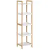 Etagère de salle de bain en bambou HOMCOM - 3 paniers + 2 étagères - 32L x 30l x 130H cm - blanc