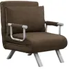 HOMCOM Fauteuil chauffeuse convertible 1 place déhoussable suède Marro...