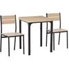 HOMCOM Table avec 2 chaises style industriel acier noir aspect chêne clair