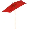 Outsunny Parasol rectangulaire inclinable bois polyester haute densité 2L x 1,5l x 2,3H m rouge