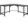 HOMCOM Bureau d'angle bureau informatique design moderne métal MDF imitation bois noir 150x150x76cm Noir