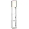 HOMCOM Lampadaire étagère 26L x 26l x 160H cm 3 étagères 4 Niveaux MDF Blanc