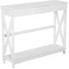 HOMCOM Console Blanche Style Néo-Rétro avec Tiroir et Étagère en MDF   Aosom France