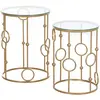 HOMCOM Tables gigognes lot de 2 tables basses style art déco doré verre