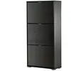 HOMCOM Meuble à chaussures 3 portes abattantes 3 compartiments MDF noir laqué
