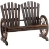 Outsunny Banc de jardin 2 places style rustique bois sapin traité carbonisation