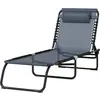 Outsunny - Chaise longue pliable - Acier - 197x58x30cm - Gris