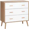 HOMCOM Commode scandinave sur pieds 3 tiroirs blanc aspect bois clair