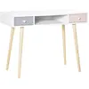 HOMCOM Bureau enfant style scandinave 2 tiroirs et 1 niche blanc