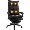 Fauteuil de bureau direction massant HOMCOM - Toile de lin noir - Doss...
