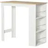 Table de bar - HOMCOM - aspect chêne clair blanc - 3 étagères - 112L x 57l x 106H cm