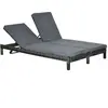 Outsunny Bain de soleil transat 2 places grand confort matelas inclus