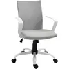 VINSETTO Chaise bureau design réglable piètement acier blanc tissu gris clair