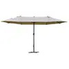 OUTSUNNY Parasol de jardin XXL à manivelle acier polyester café latte
