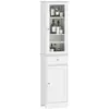 KLEANKIN Colonne de salle de bain 2 portes 3 étagères tiroir blanc