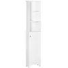 HOMCOM Meuble colonne salle de bain porte persienne 3 niches blanc