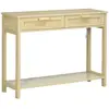 HOMCOM Console 2 tiroirs façades cannage en rotin étagère aspect bois clair