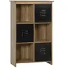 HOMCOM Bibliothèque industrielle 3 niches 3 casiers aspect bois métal noir