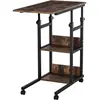 HOMCOM Table de lit roulante hauteur réglable 2 étagères intégrées