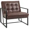 Fauteuil Lounge Chesterfield - HOMCOM - Noir - Revêtement synthétique - Chocolat