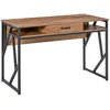HOMCOM Bureau style industriel tiroir 2 niches métal noir aspect bois noyer