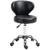 HOMCOM Tabouret de massage réglable pivotant avec dossier métal chromé noir