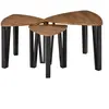HOMCOM Lot de 3 tables basses gigognes encastrables design aspect noyer