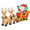 HOMCOM Père Noël gonflable LED avec traîneau, rennes, hotte 6 LED poly...