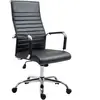 VINSETTO Fauteuil de bureau direction piètement chromé accoudoirs tapissés noir
