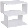 HOMCOM Table basse bout de canapé design contemporain asymétrique dim. 40L x 40l x 43H cm 2 étagères panneaux particules blanc