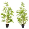Outsunny Lot de 2 bambous artificiels 1,20H m - 369 feuilles - pot noir