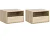 Tables de chevet murales - HOMCOM - Lot de 2 - Tiroir coulissant - Nic...