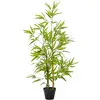 Outsunny Bambou artificiel H.1,2 m 369 feuilles pot inclus noir lichen vert