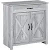HOMCOM Buffet 2 portes tiroir style rural chic aspect bois gris clair