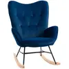 HOMCOM Fauteuil à bascule oreilles accoudoirs aspect velours bleu